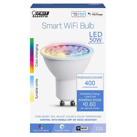FEIT ELECTRIC MR16 GU10 LED Smart Bulb Color Changing 50 W MR16GU10RGBWCAG